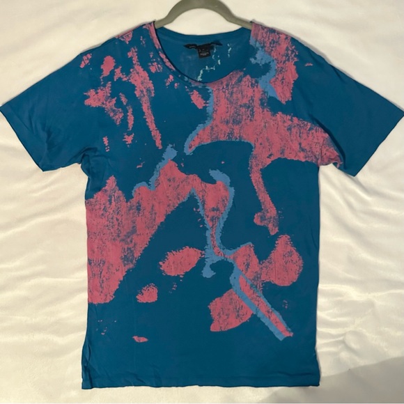 Marc by Marc Jacobs Abstract Short Sleeve Men’s T-shirt M cotton teal blue pink - Picture 1 of 7
